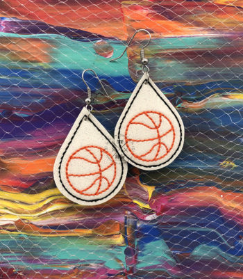 Basketball Earrings Machine Embroidery Design